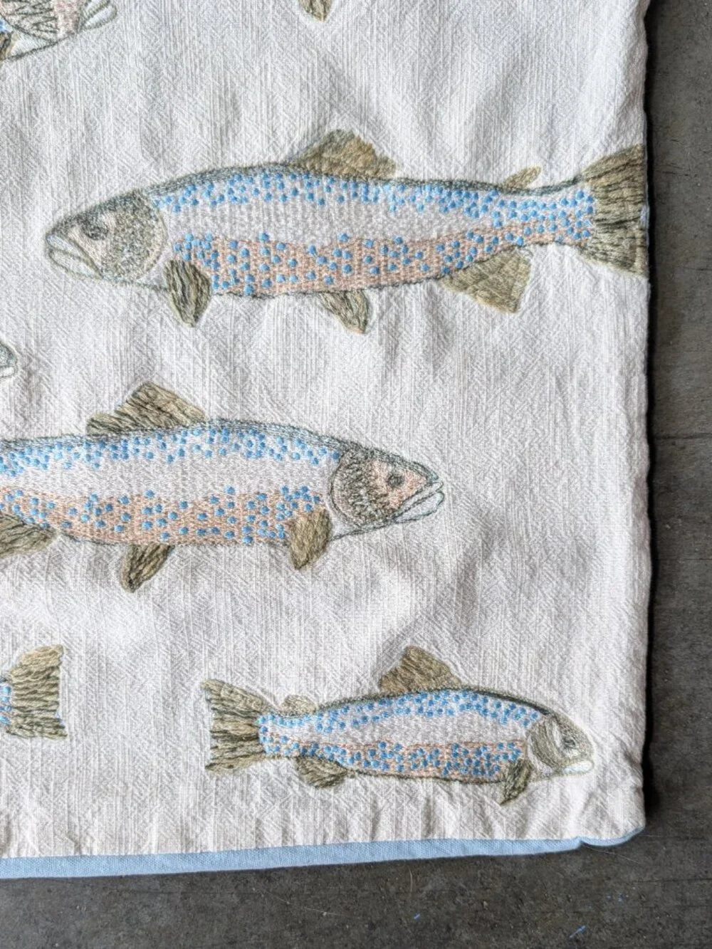 Handmade Embroidered Fish Pillowcase Square Pillow Cover 18